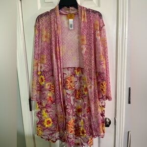 Ruby rd floral sheer stretch coverup size l